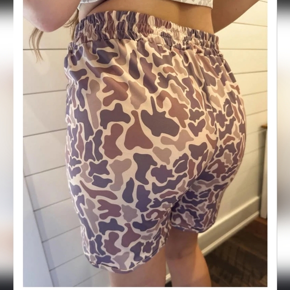 Tik Toc shop Pants - Tik Tok Shop Boutique Light Brown Duck Camo Print Bike Shorts
